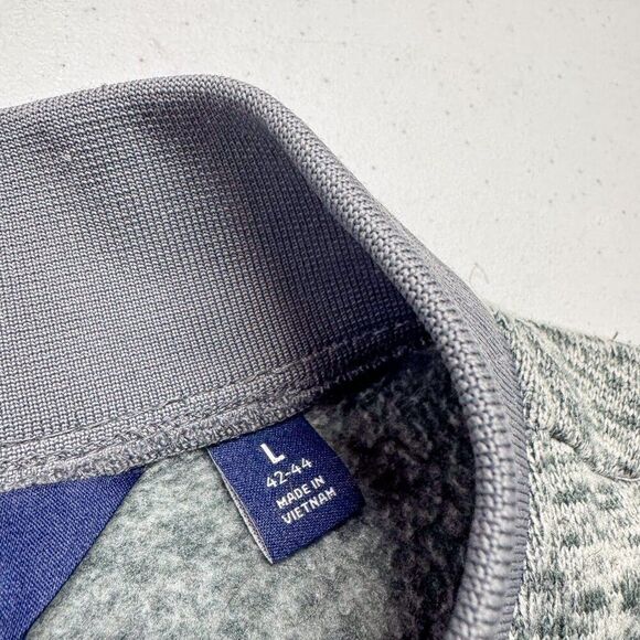 Lands End Fleece Jacket Mens Large Gray Preppy‎ Outdoor Athletic Camping Hiking - Picture 7 of 12